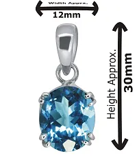 Tejvij And Sons 6 ratti Original Blue Topaz Locket Silver pendent for Astrological use for Men and Women-thumb1