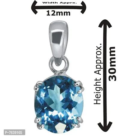 Tejvij And Sons 6 ratti Original Blue Topaz Locket Silver pendent for Astrological use for Men and Women-thumb2