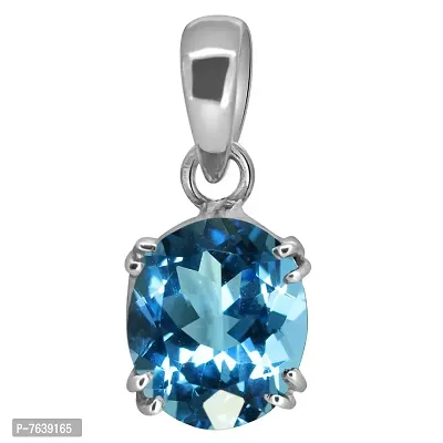 Tejvij And Sons 6 ratti Original Blue Topaz Locket Silver pendent for Astrological use for Men and Women