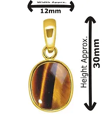 Tejvij And Sons 6.50 ratti Natural Tiger Eye Stone Pendant panchdhatu Tiger Eye Pendant for Men and Women Certified by lab-thumb1