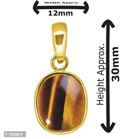 Tejvij And Sons 6.50 ratti Natural Tiger Eye Stone Pendant panchdhatu Tiger Eye Pendant for Men and Women Certified by lab-thumb2