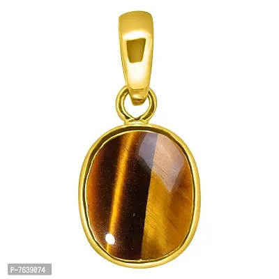 Tejvij And Sons 6.50 ratti Natural Tiger Eye Stone Pendant panchdhatu Tiger Eye Pendant for Men and Women Certified by lab