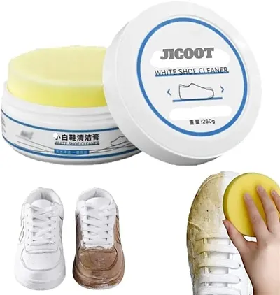 ZOVESTY Shoe Cleaning Cream, Practical Shoe Cleaning Kit - Shoe with Sponge, Shoes Whitening Cleansing, Stain Remover Cleansing for Shoe, No-Wash, for Leather Shoes - 120GM