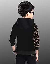 Classy Tiger Printed Black Tees with Hoodie-thumb1