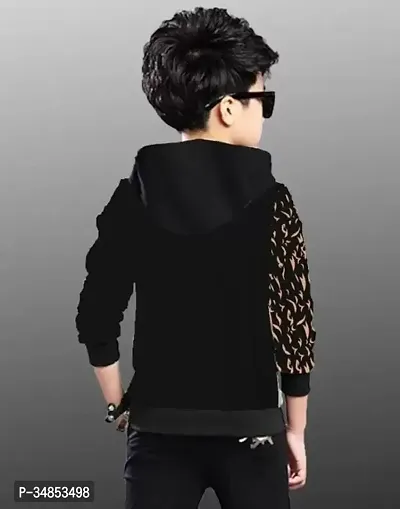 Classy Tiger Printed Black Tees with Hoodie-thumb2