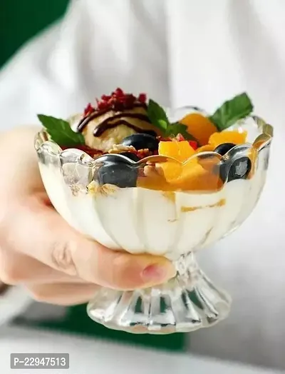 New Classic Ice Cream Glass Salad Fruit Bowl Tableware Flower Dessert Bowl Glassware Set (Pack Of 6 120 Ml Transparent)