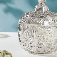 Glass Candy Dish With Lid, Crystal Candy Jar, Decorative Candy Bowl, Cookie Jar, Jewelry Dish, Covered Candy Jar, Small Glass Jars For Buffet, Kitchen, Home, Office Desk (Set Of 1)-thumb1