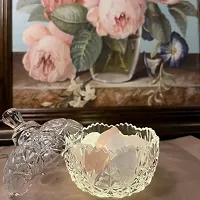 Glass Candy Dish With Lid, Crystal Candy Jar, Decorative Candy Bowl, Cookie Jar, Jewelry Dish, Covered Candy Jar, Small Glass Jars For Buffet, Kitchen, Home, Office Desk (Set Of 1)-thumb2