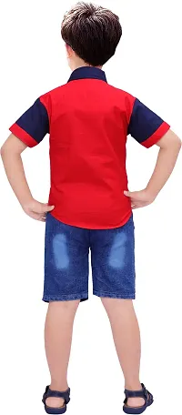 Nazrana Boys Pure Cotton Casual Shirt and Shorts Set-thumb1