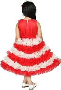 Nazrana Girls Cotton Blend A-Line Midi Dress (Red, 12-18 Months)-thumb1