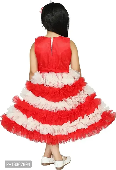 Nazrana Girls Cotton Blend A-Line Midi Dress (Red, 12-18 Months)-thumb2