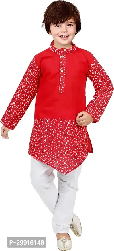 Stylish Cotton Blend Boys Casual Kurta And Pyjama Set-thumb0