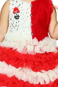 Nazrana Girls Cotton Blend A-Line Midi Dress (Red, 12-18 Months)-thumb2