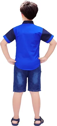 Nazrana Boys Pure Cotton Casual Shirt and Shorts Set-thumb1