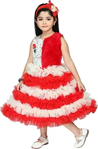 Nazrana Girls Cotton Blend A-Line Midi Dress (Red, 12-18 Months)-thumb3