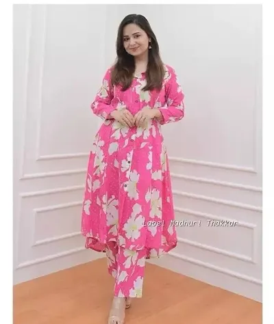 Stylish Rayon Printed Kurta Bottom Set