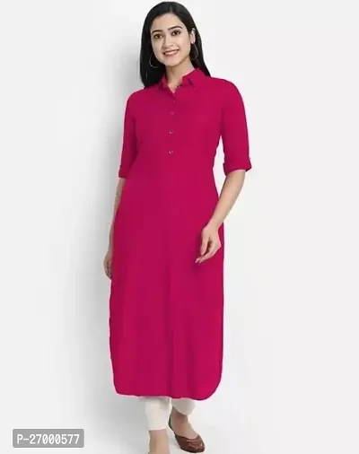 Stunning Pink Solid Rayon Pathani Kurta For Women-thumb0