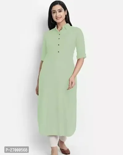 Stunning Green Solid Rayon Pathani Kurta For Women-thumb0