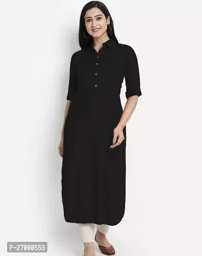 Stunning Black Solid Rayon Pathani Kurta For Women-thumb0