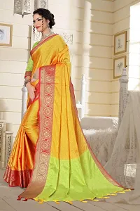 Classy Cotton Silk Yellow Saree with Blouse piece For Women-thumb2