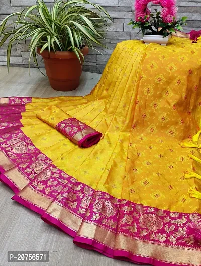 Classy Cotton Silk Yellow Saree with Blouse piece For Women-thumb5