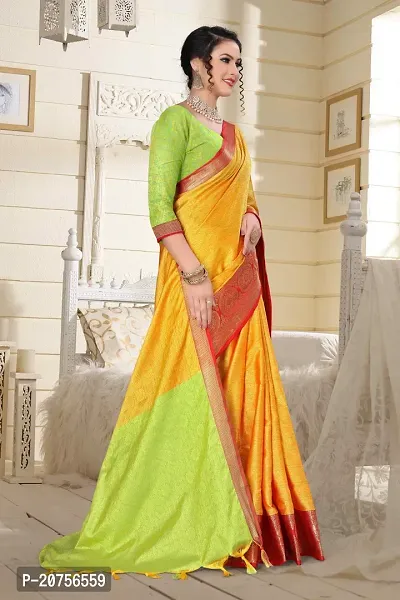 Classy Cotton Silk Yellow Saree with Blouse piece For Women-thumb4