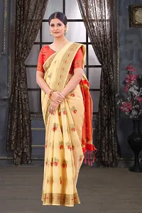 Classy Chanderi Cotton Cream Saree with Blouse piece For Women-thumb2