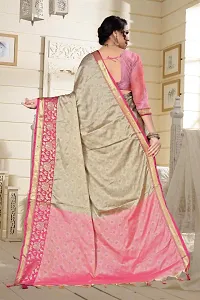 Classy Cotton Silk Beige Saree with Blouse piece For Women-thumb1