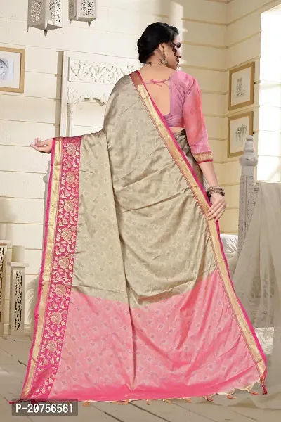 Classy Cotton Silk Beige Saree with Blouse piece For Women-thumb2