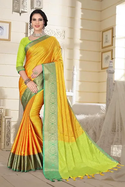 Attractive Cotton Silk Saree with Blouse piece 