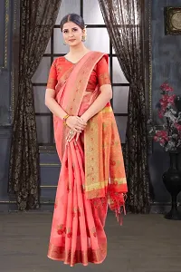 Classy Chanderi Cotton Pink Saree with Blouse piece For Women-thumb2