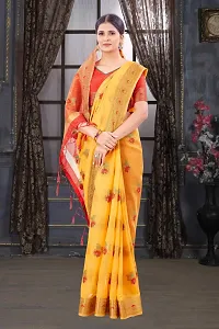 Classy Chanderi Cotton Yellow Saree with Blouse piece For Women-thumb2