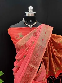 Classy Chanderi Cotton Pink Saree with Blouse piece For Women-thumb4