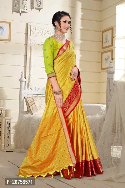 Classy Cotton Silk Yellow Saree with Blouse piece For Women-thumb4