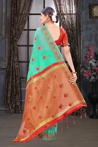 Classy Chanderi Cotton Green Saree with Blouse piece For Women-thumb3