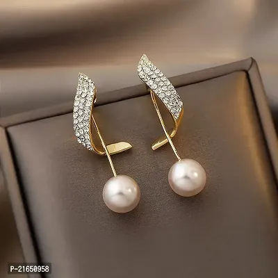 Pse Trending Golden Pearl Hanging Earrings