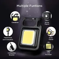 Keychain Led Flashlight with Bottle Opener, Magnetic Base, Tripod notch and Folding Bracket, Mini COB 1000 Lumens Emergency Light for Cycling, Fishing, Walking, Outdoors and Camping Pack of 2-thumb2