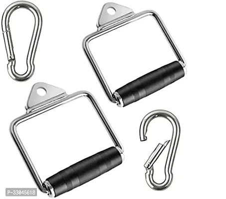 Zipzell initial Sports  Fitness Heavy Duty Stainless Steel Gym D Handle Pair With Rubber Grip And Chrome Finish