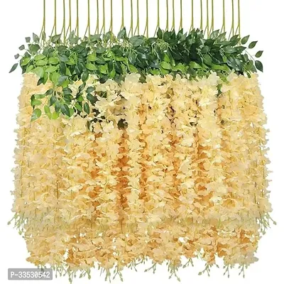 Artificial Cream Color And Peach Colour Wisteria Vine Ratta Fake Wisteria Hanging Garland Pack Of 6