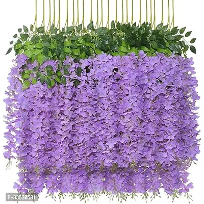 Artificial Purple Wisteria Vine Ratta Fake Wisteria Hanging Garland Decor Combo Pack Of 6, Purple