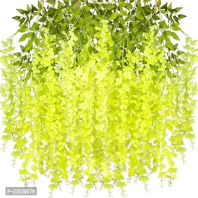 Artificial Wisteria Green Vine Ratta Fake Wisteria Hanging Garland Decor Combo Pack Of 6, Green