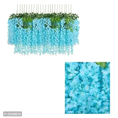 Artificial Blue Wisteria Vine Ratta Fake Wisteria Hanging Garland Decor Combo Pack Of 6, Blue-thumb0