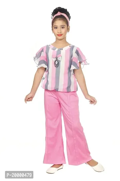 KIDDRESS Georgette Chiffon Cotton Blend Girls Clothing Sets Pack of 1-thumb0