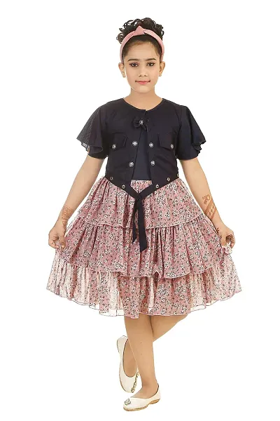 KIDDRESS Georgette Chiffon Cotton Blend Agile Fancy Girls Frocks & Dresses