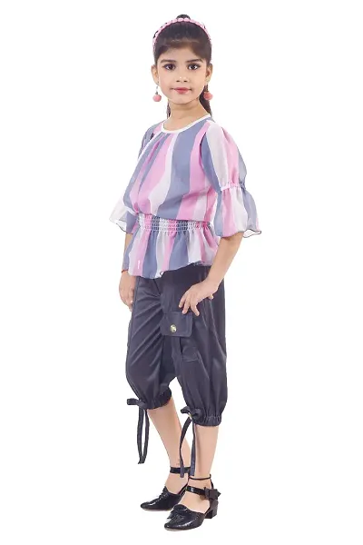 KIDDRESS Georgette Chiffon Cotton Blend Modern Stylus Girls Clothing Set