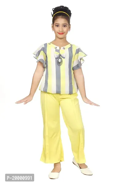 KIDDRESS Georgette Chiffon Cotton Blend Girls Clothing Sets Pack of 1