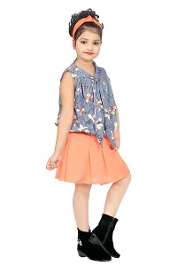 Girls Midi/Knee Length Casual Dress (Orange)-thumb1