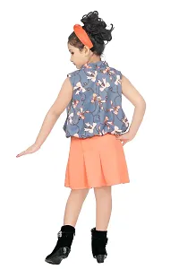 Girls Midi/Knee Length Casual Dress (Orange)-thumb2