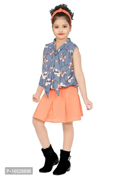 Girls Midi/Knee Length Casual Dress (Orange)-thumb4