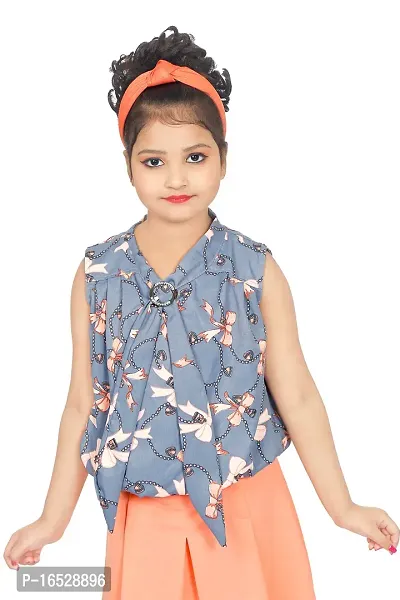 Girls Midi/Knee Length Casual Dress (Orange)-thumb5